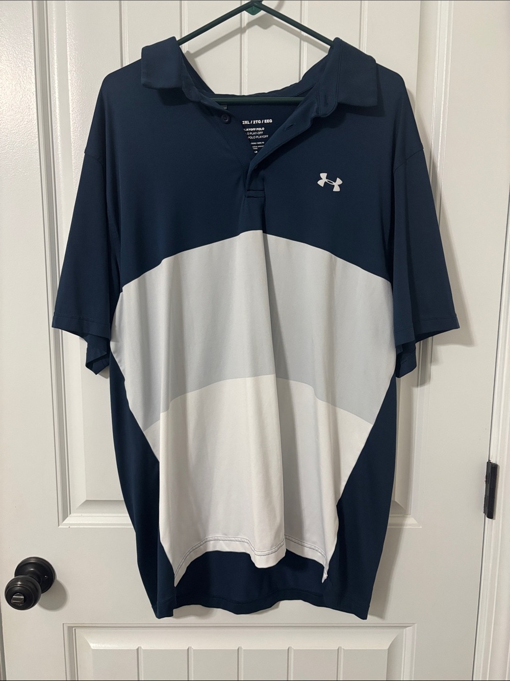 Under Armour Men’s Navy and White Colorblock Polo